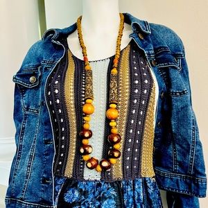 Chicos wooden fall, color, statement, necklace, unique